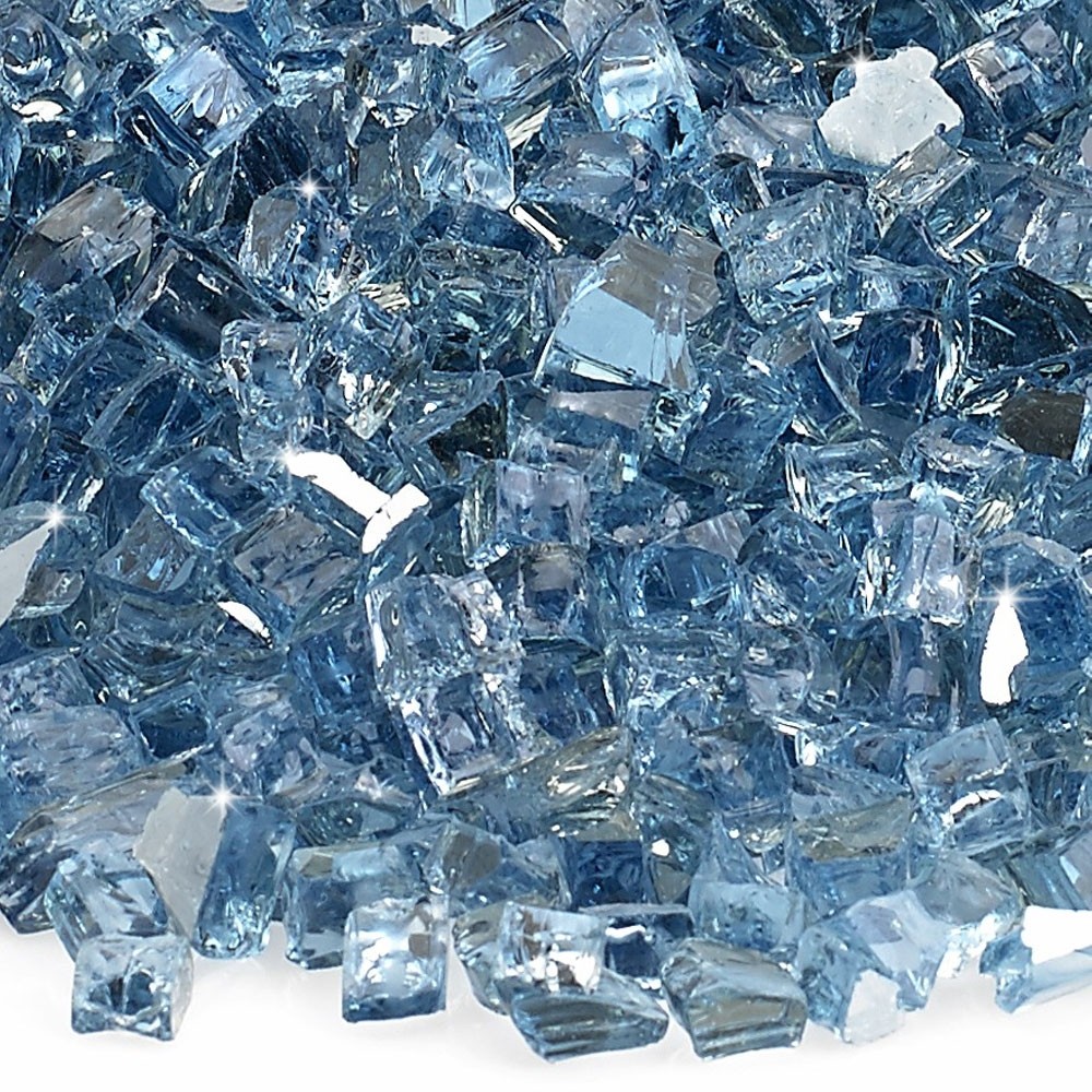 American Fire Glass Quarter Inch Pacific Blue Reflective Fire Glass   10 Pounds