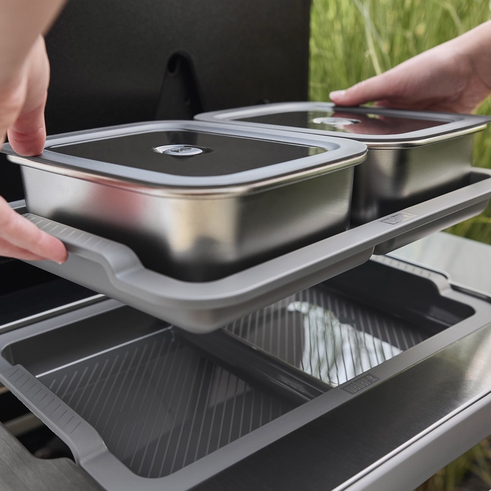 Weber Grills Stainless Steel Weber Works Prep Containers   Set of 2