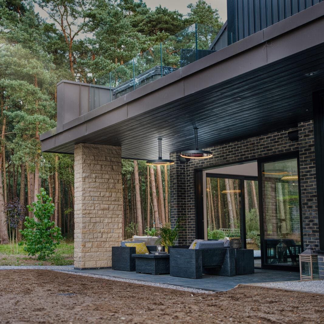 Bromic Heating Eclipse Smart Heat 28 Inch 2900W 208V Electric Pendant Patio Heater with Twin Pole Mount