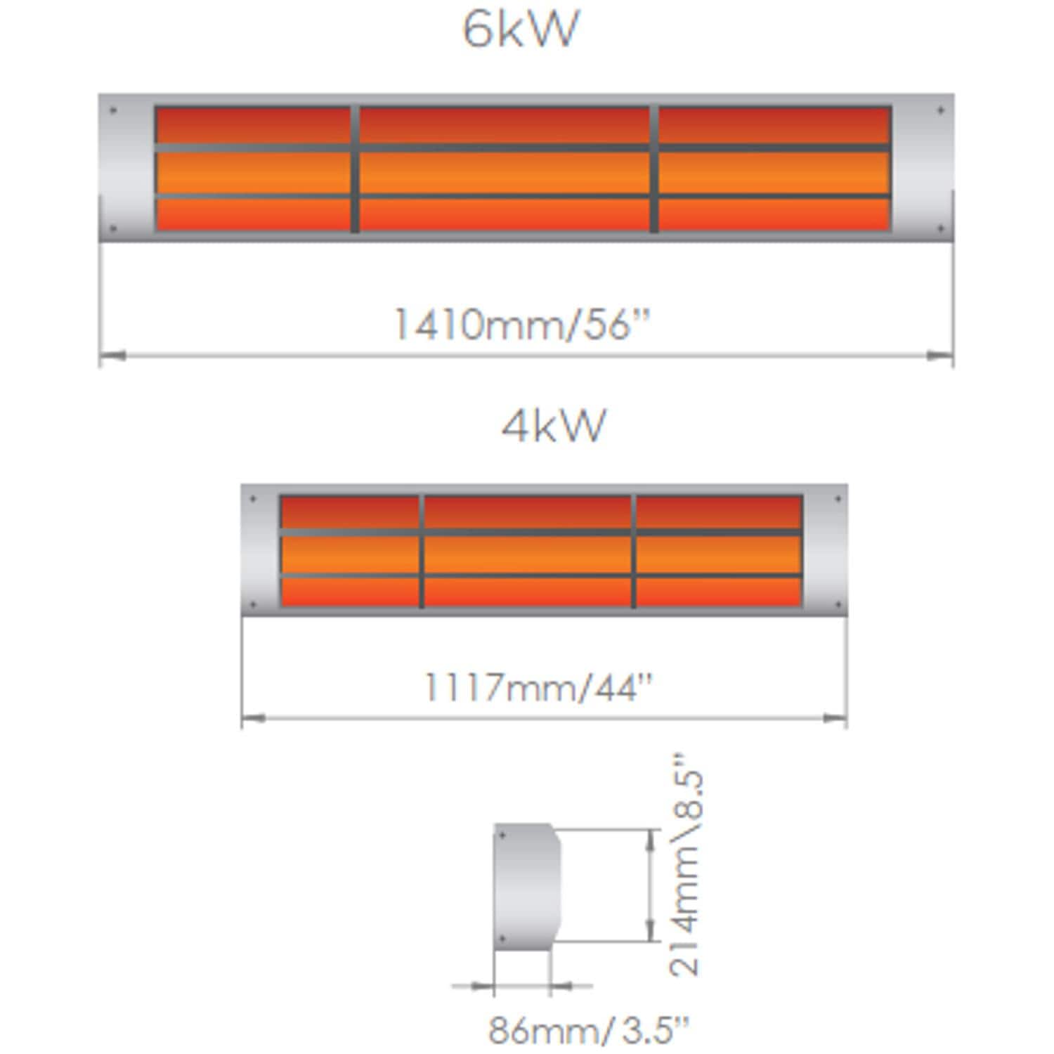 Bromic Heating Cobalt Smart Heat 56 Inch 6000W Dual Element 208V Electric Infrared Heater   Stainless Steel