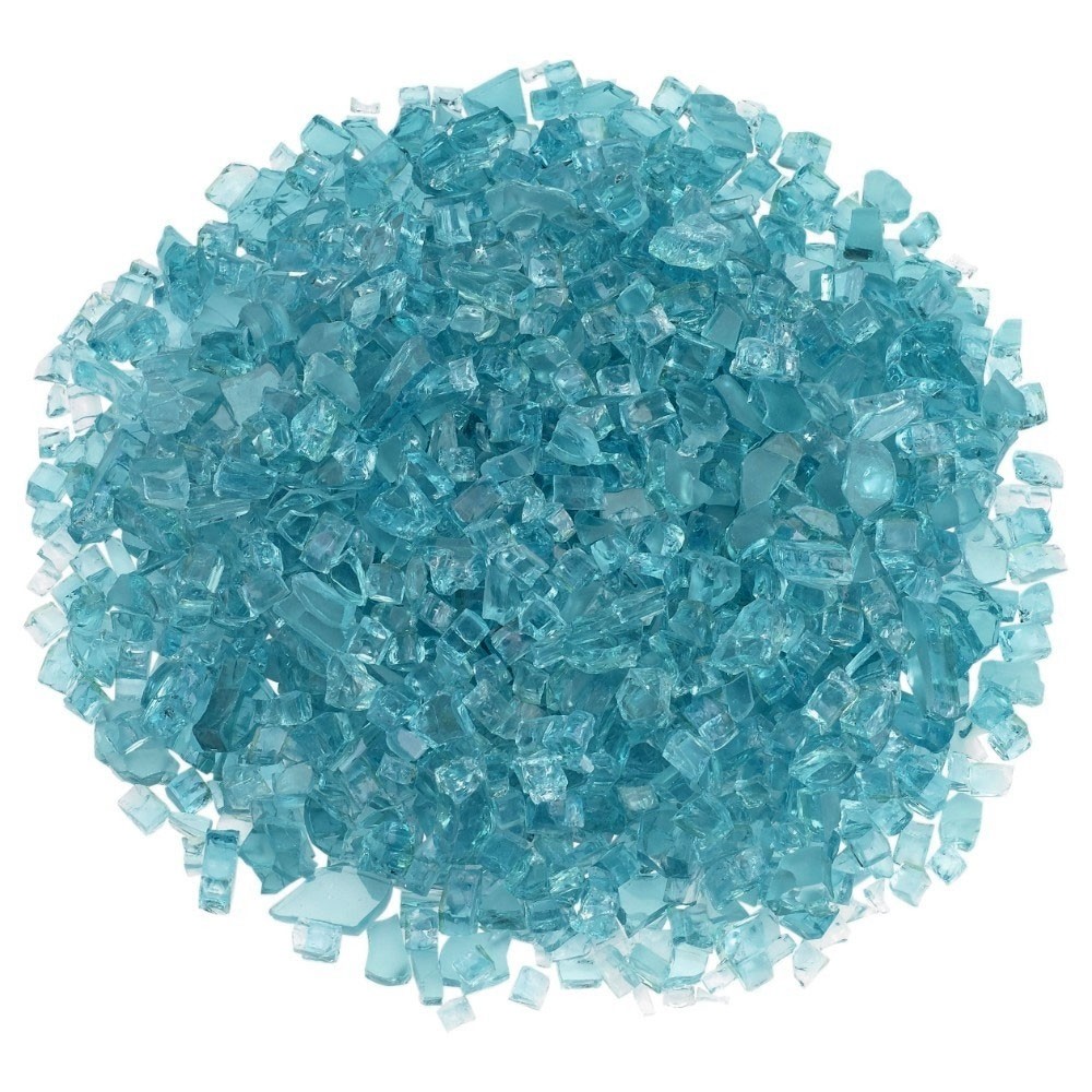 American Fire Glass Quarter Inch Azuria Blue Fire Glass   10 Pounds