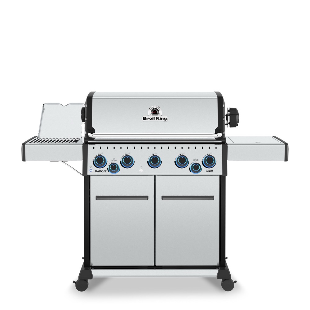 Broil King Baron S 590 Pro IR 5 Burner Freestanding Propane Gas Grill with Rear Rotisserie Burner and Infrared Searing Side Burner