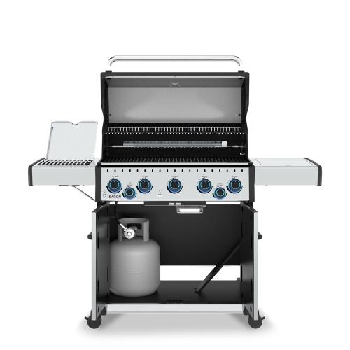 Broil King Baron S 590 Pro IR 5 Burner Freestanding Propane Gas Grill with Rear Rotisserie Burner and Infrared Searing Side Burner