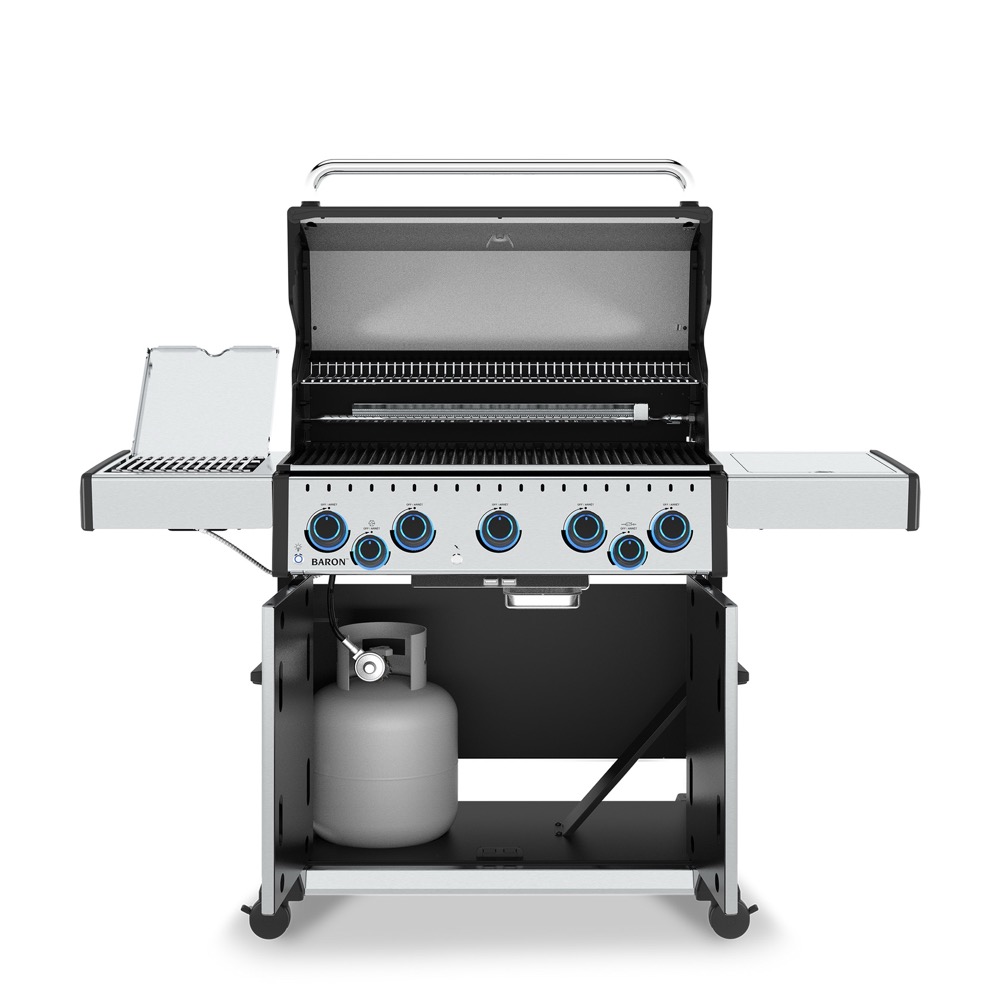 Broil King Baron S 590 Pro IR 5 Burner Freestanding Propane Gas Grill with Rear Rotisserie Burner and Infrared Searing Side Burner