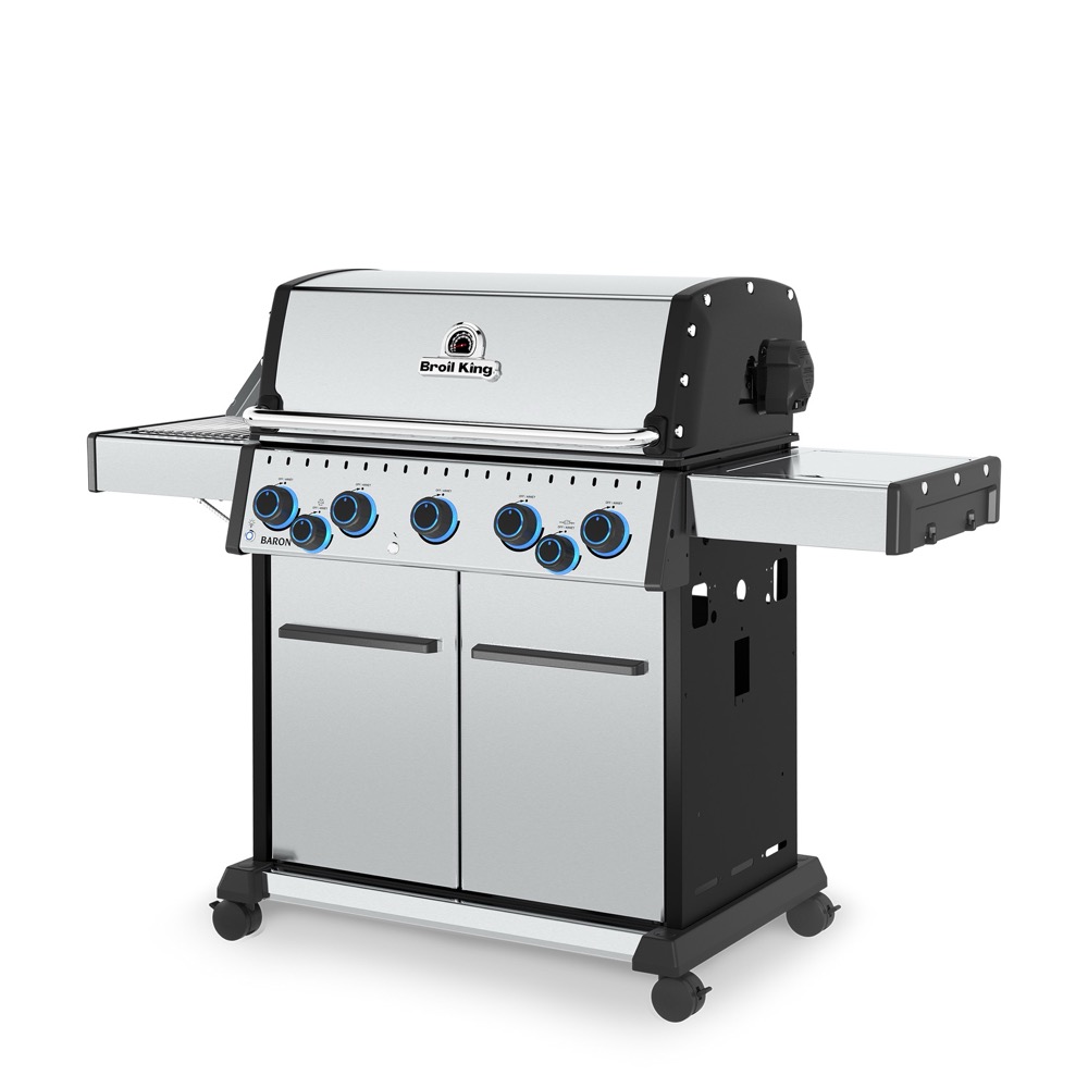 Broil King Baron S 590 Pro IR 5 Burner Freestanding Propane Gas Grill with Rear Rotisserie Burner and Infrared Searing Side Burner