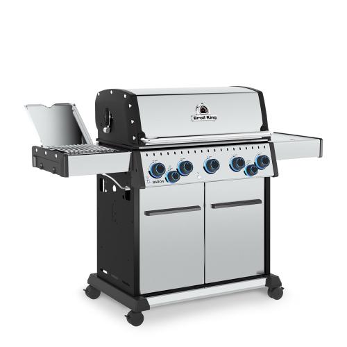 Broil King Baron S 590 Pro IR 5 Burner Freestanding Natural Gas Grill with Rear Rotisserie Burner and Infrared Searing Side Burner