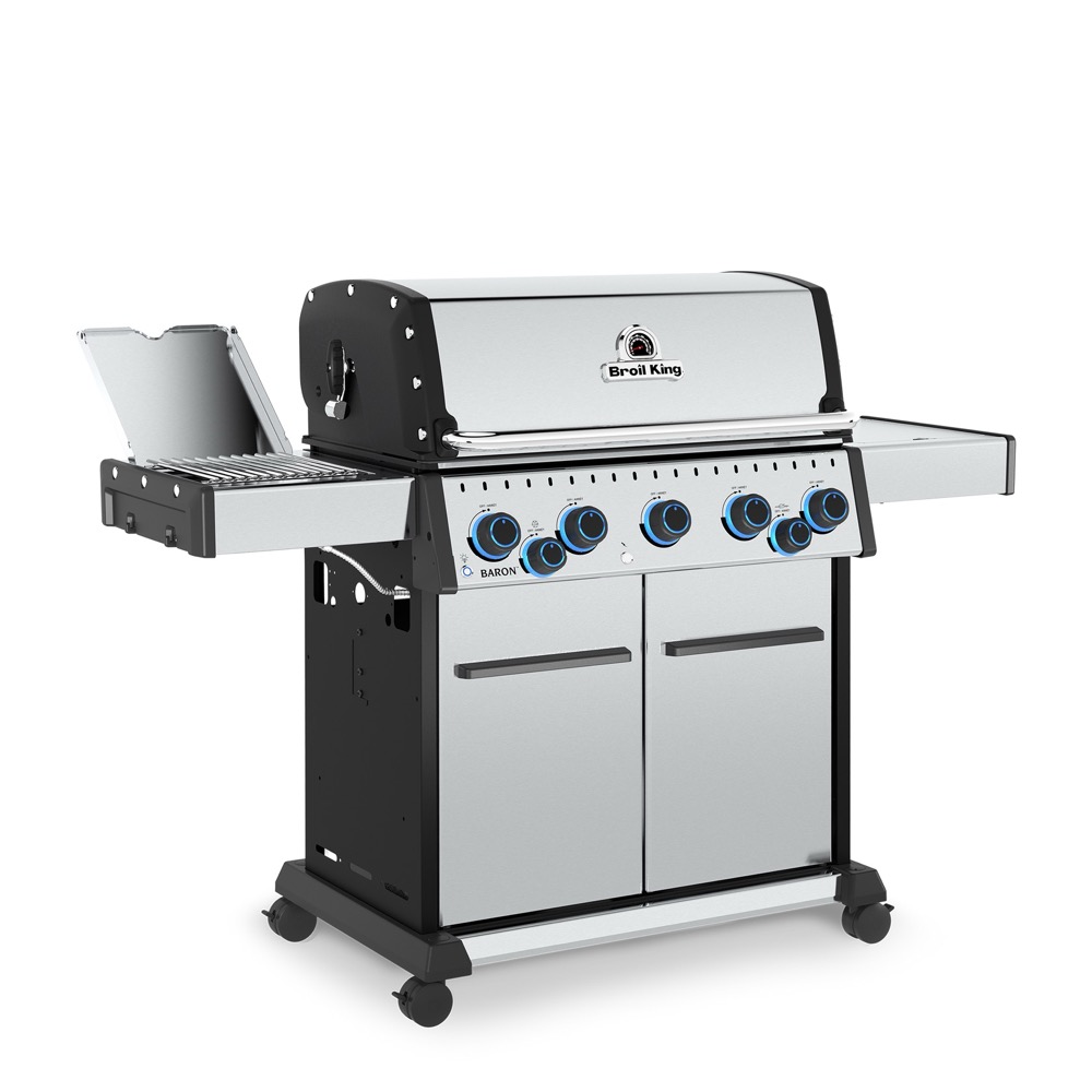 Broil King Baron S 590 Pro IR 5 Burner Freestanding Natural Gas Grill with Rear Rotisserie Burner and Infrared Searing Side Burner
