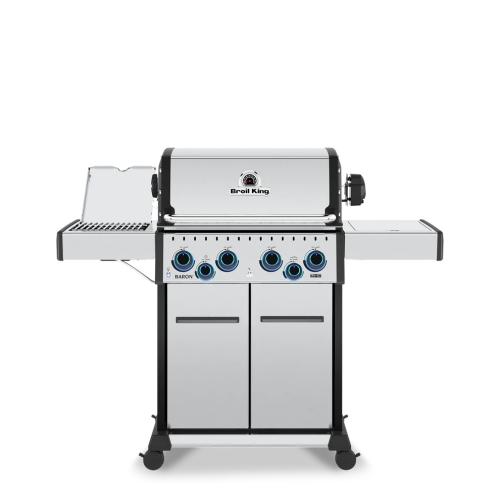Broil King Baron S 490 Pro IR 4 Burner Freestanding Propane Gas Grill with Rear Rotisserie Burner and Infrared Searing Side Burner