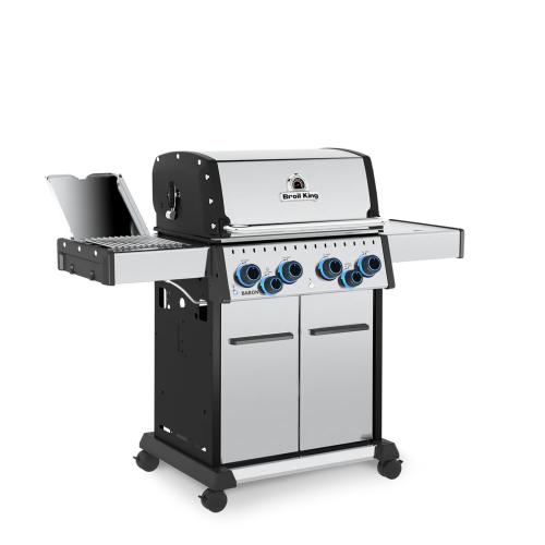 Broil King Baron S 490 Pro IR 4 Burner Freestanding Natural Gas Grill with Rear Rotisserie Burner and Infrared Searing Side Burner