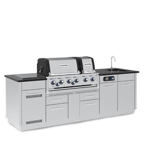 Broil King Imperial QS 690iE 6 Burner Propane Gas Grill BBQ Island with Rotisserie Side Burner  and  Outdoor Sink