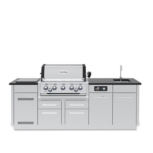 Broil King Imperial QS 590iE 5 Burner Propane Gas Grill BBQ Island with Rotisserie Side Burner  and  Outdoor Sink