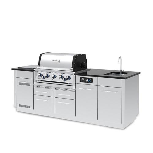 Broil King Imperial QS 590iE 5 Burner Propane Gas Grill BBQ Island with Rotisserie Side Burner  and  Outdoor Sink