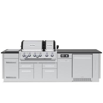 Broil King Imperial QS 690iF 6 Burner Propane Gas Grill BBQ Island with Rotisserie Side Burner and Outdoor Fridge 1350