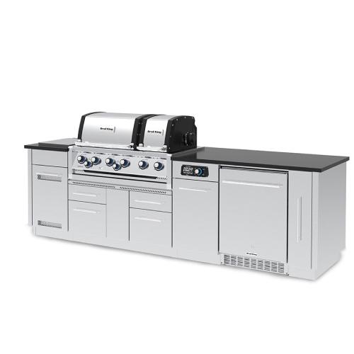 Broil King Imperial QS 690iF 6 Burner Propane Gas Grill BBQ Island with Rotisserie Side Burner  and  Outdoor Fridge