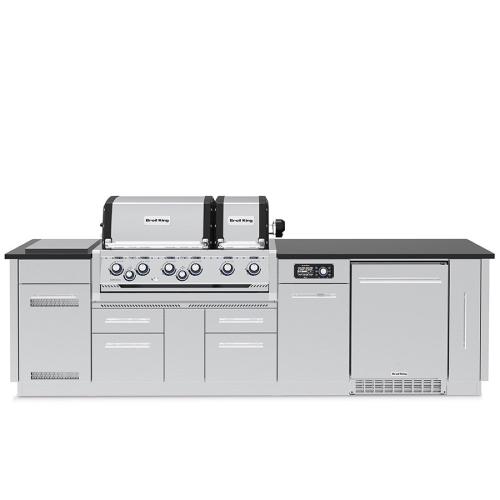 Broil King Imperial QS 690iF 6 Burner Natural Gas Grill BBQ Island with Rotisserie Side Burner  and  Outdoor Fridge
