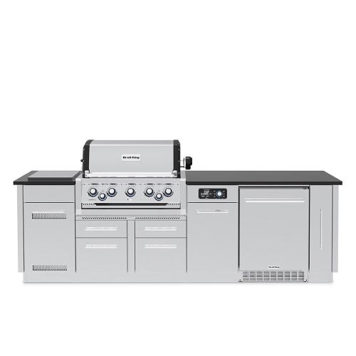 Broil King Imperial QS 590iF 5 Burner Natural Gas Grill BBQ Island with Rotisserie Side Burner  and  Outdoor Fridge
