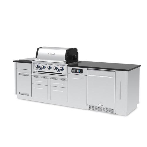 Broil King Imperial QS 590iF 5 Burner Natural Gas Grill BBQ Island with Rotisserie Side Burner  and  Outdoor Fridge