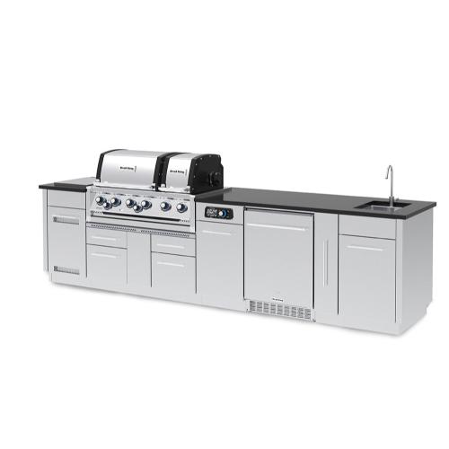 Broil King Imperial QS 690iH 6 Burner Propane Gas Grill BBQ Island with Rotisserie Side Burner Outdoor Fridge  and  Sink