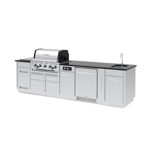 Broil King Imperial QS 590iH 5 Burner Propane Gas Grill BBQ Island with Rotisserie Side Burner Outdoor Fridge  and  Sink