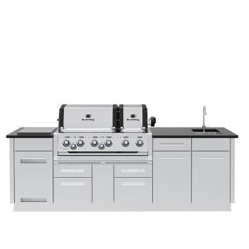 Broil King Imperial S 690iE 6 Burner Propane Gas Grill BBQ Island with Rotisserie and Side Burner 1350