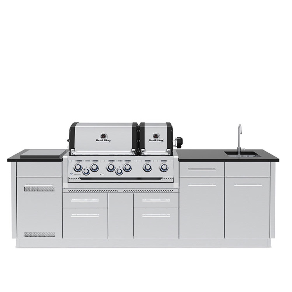 Broil King Imperial S 690iE 6 Burner Propane Gas Grill BBQ Island with Rotisserie  and  Side Burner