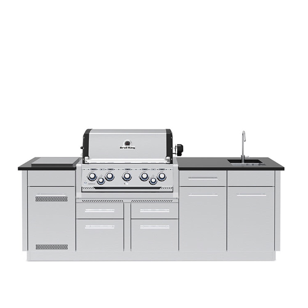 Broil King Imperial S 590iE 5 Burner Natural Gas Grill BBQ Island with Rotisserie  and  Side Burner