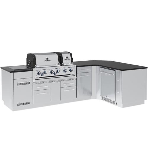 Broil King Imperial S 690iG 6 Burner Natural Gas Grill L Shaped BBQ Island with Rotisserie  and  Side Burner