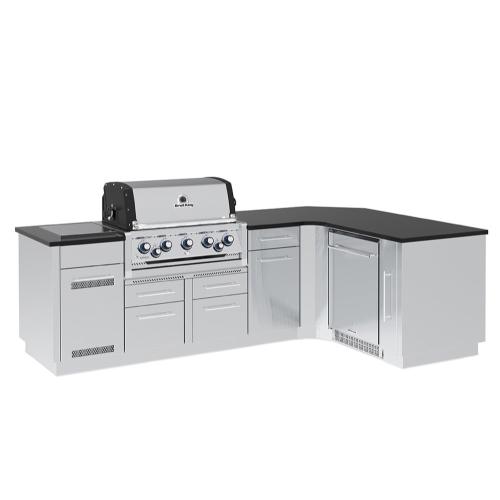 Broil King Imperial S 590iG 5 Burner Natural Gas Grill L Shaped BBQ Island with Rotisserie  and  Side Burner