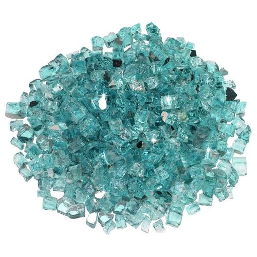 American Fire Glass Half Inch Azuria Blue Reflective Fire Glass   10 Pounds