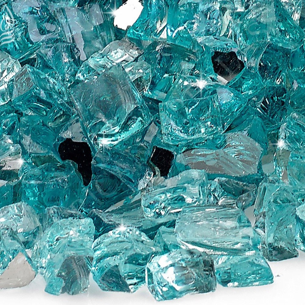 American Fire Glass Half Inch Azuria Blue Reflective Fire Glass   10 Pounds