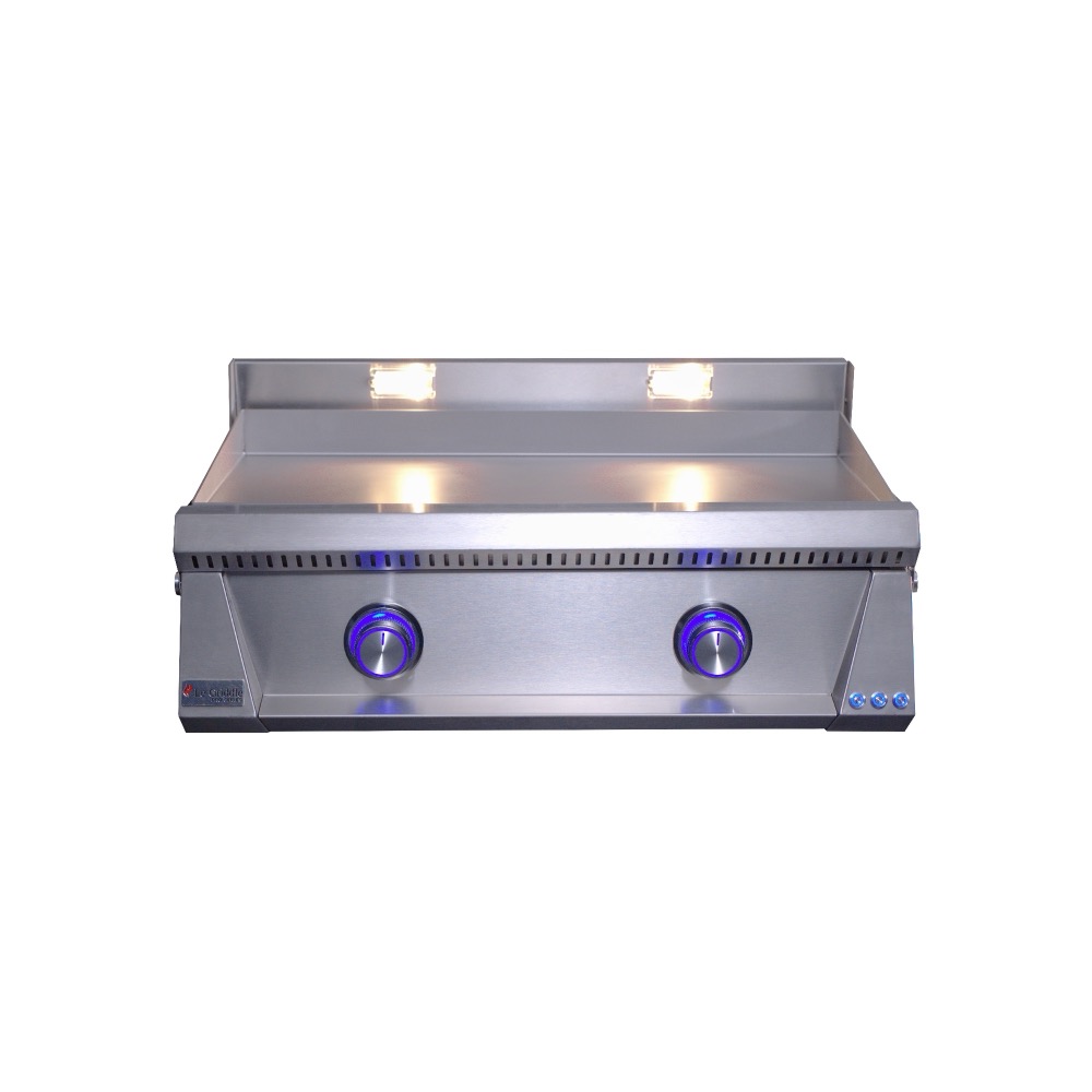 Le Griddle Pro Series 30 Inch 2 Burner Freestanding Natural Gas Commercial Style Flat Top Griddle with Stainless Steel Cart   3mm Plate