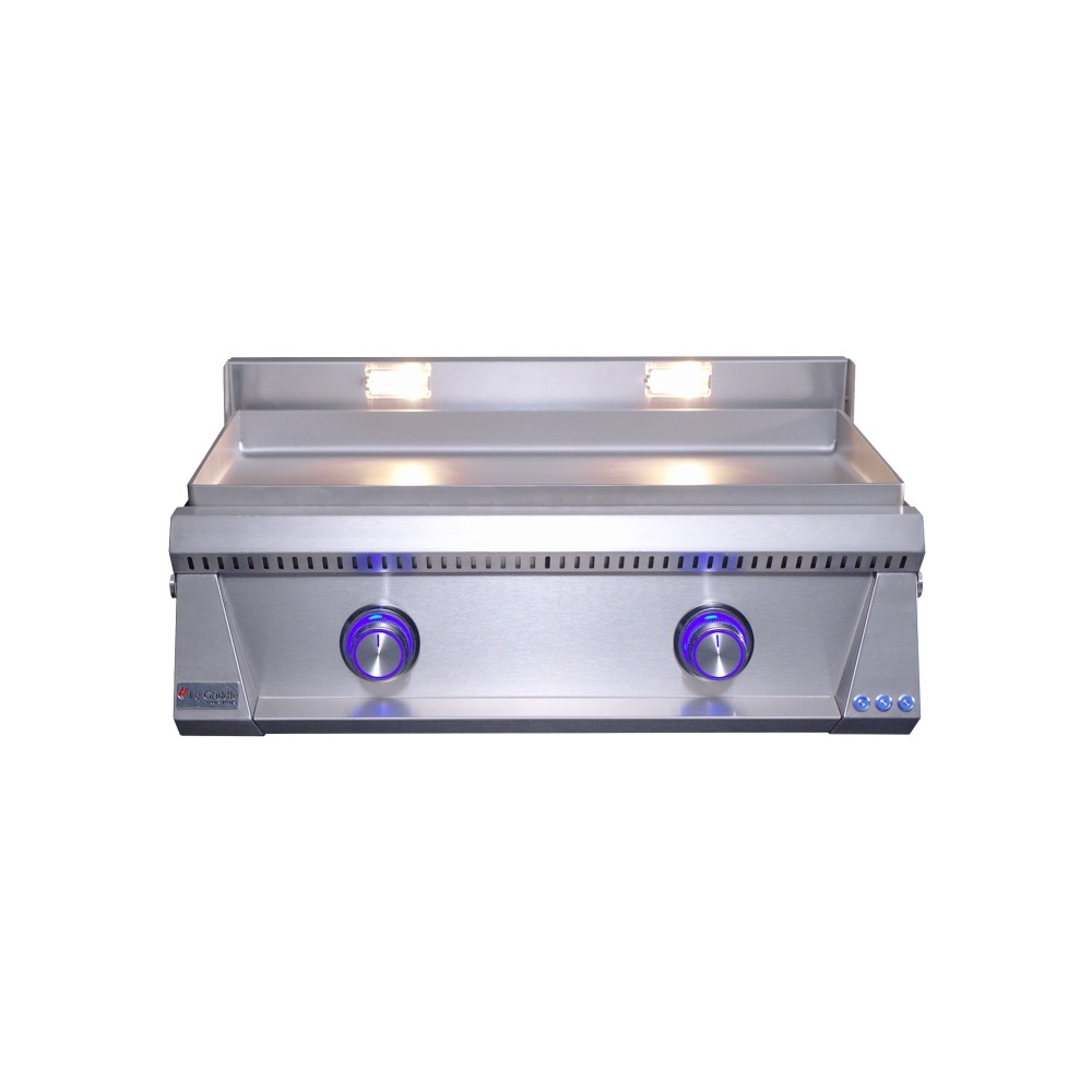 Le Griddle Pro Series 30 Inch 2 Burner Freestanding Natural Gas Commercial Style Flat Top Griddle with Stainless Steel Cart   6mm Plate