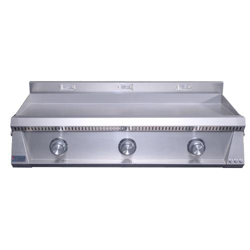 Le Griddle Pro Series 41 Inch 3 Burner Freestanding Natural Gas Commercial Style Flat Top Griddle with Stainless Steel Cart   3mm Plate