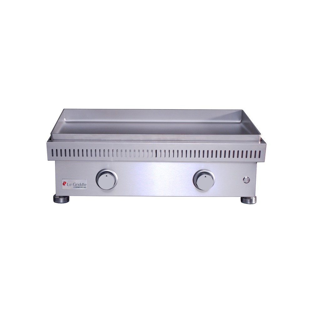 Le Griddle Commercial Series 30 Inch 2 Burner Freestanding Natural Gas Commercial Style Flat Top Griddle with Stainless Steel Cart   6mm Plate