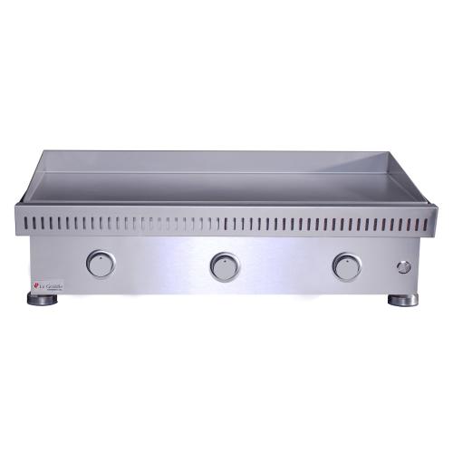 Le Griddle Commercial Series 41 Inch 3 Burner Freestanding Natural Gas Commercial Style Flat Top Griddle with Stainless Steel Cart   3mm Plate