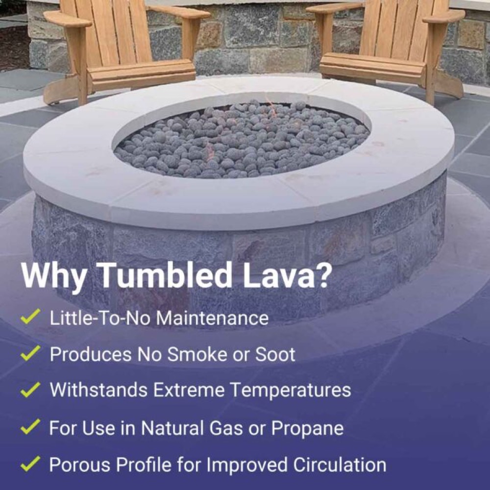 American Fire Glass 1 to 2 Inch Medium Gray Tumbled Lava Stone   10 Pounds