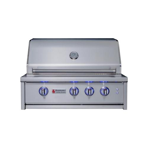 RCS Cutlass Elite 30 Inch 3 Burner Built In Natural Gas Grill with Rear Infrared Burner Smoker Box  and  Color Changing LED Lighting