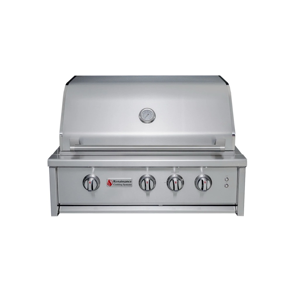 RCS Cutlass Elite 30 Inch 3 Burner Built In Propane Gas Grill with Rear Infrared Burner Smoker Box  and  Color Changing LED Lighting