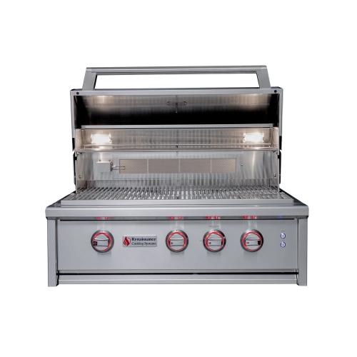 RCS Cutlass Elite 30 Inch 3 Burner Built In Propane Gas Grill with Rear Infrared Burner Smoker Box  and  Color Changing LED Lighting
