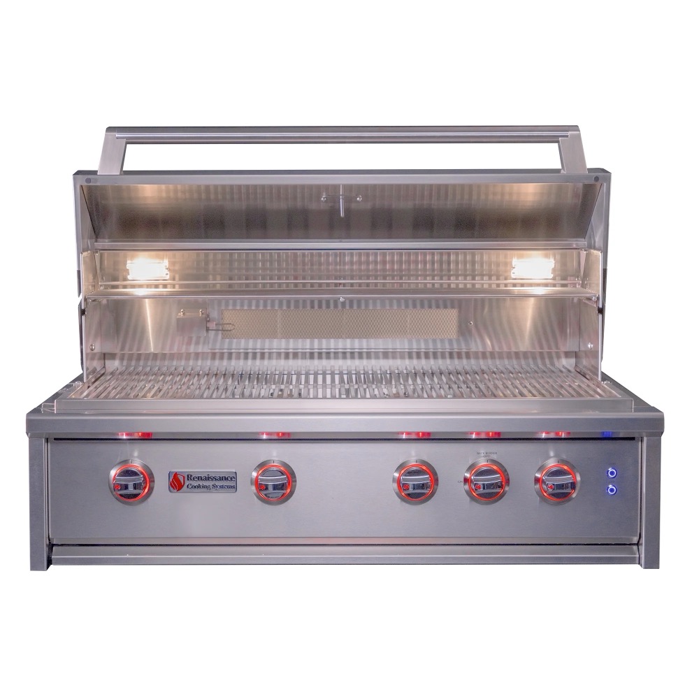 RCS Cutlass Elite 38 Inch 4 Burner Built In Natural Gas Grill with Rear Infrared Burner Smoker Box  and  Color Changing LED Lighting