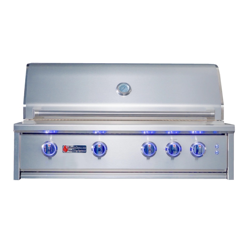 RCS Cutlass Elite 38 Inch 4 Burner Built In Propane Gas Grill with Rear Infrared Burner Smoker Box  and  Color Changing LED Lighting