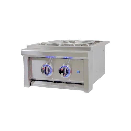 RCS Cutlass Elite 60000 BTU Built In Propane Gas Power Burner with Color Changing LED Lighting Wok Ring  and  Stainless Steel Lid