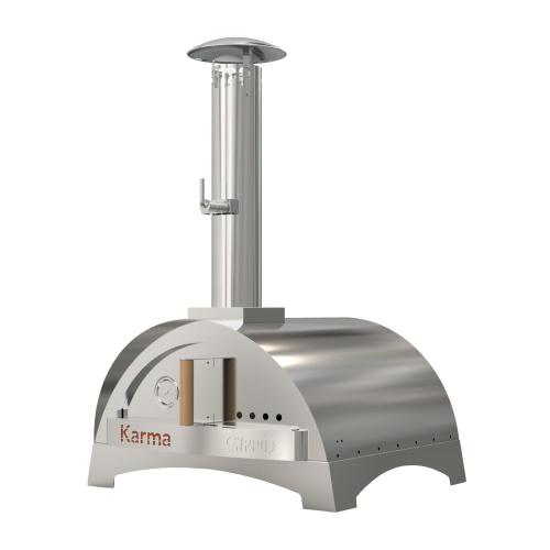WPPO Karma 25 Inch Countertop Wood Fired Pizza Oven with Stainless Steel Base