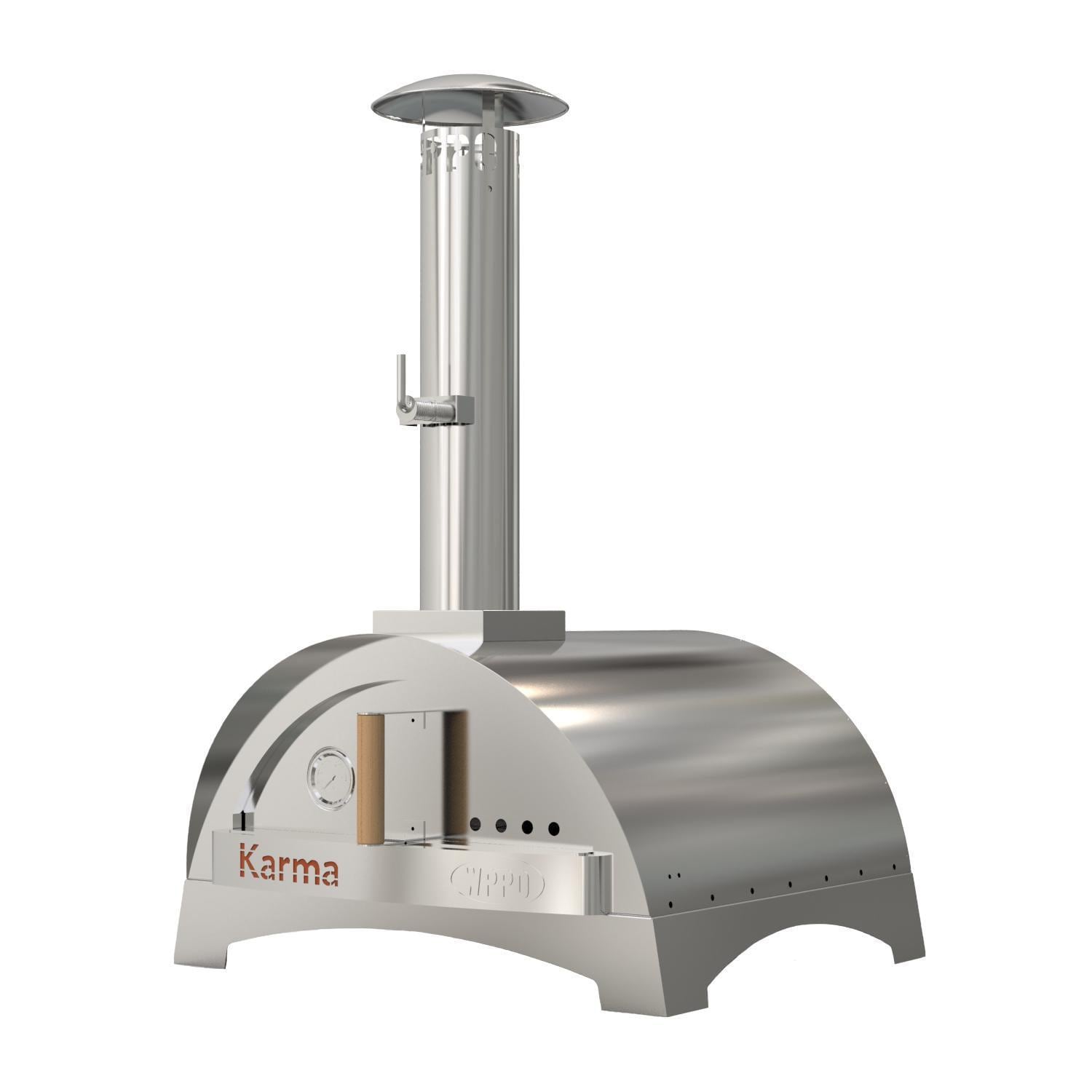 WPPO Karma 25 Inch Countertop Wood Fired Pizza Oven with Stainless Steel Base