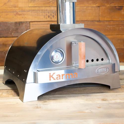 WPPO Karma 25 Inch Countertop Wood Fired Pizza Oven with Stainless Steel Base