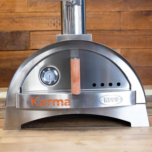 WPPO Karma 25 Inch Countertop Wood Fired Pizza Oven with Stainless Steel Base