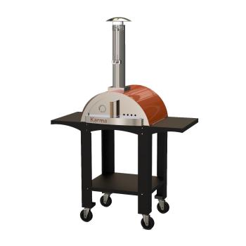 WPPO Karma 25 Inch Freestanding Wood Fired Pizza Oven with Black Cart Orange 1350