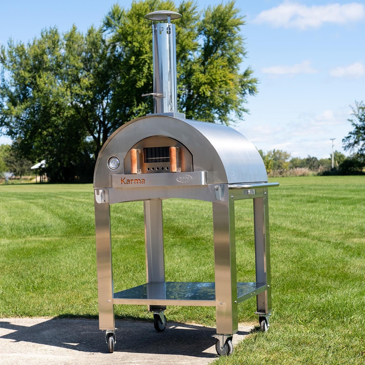 WPPO Karma 32 Inch Countertop Stainless Steel Wood Fired Pizza Oven