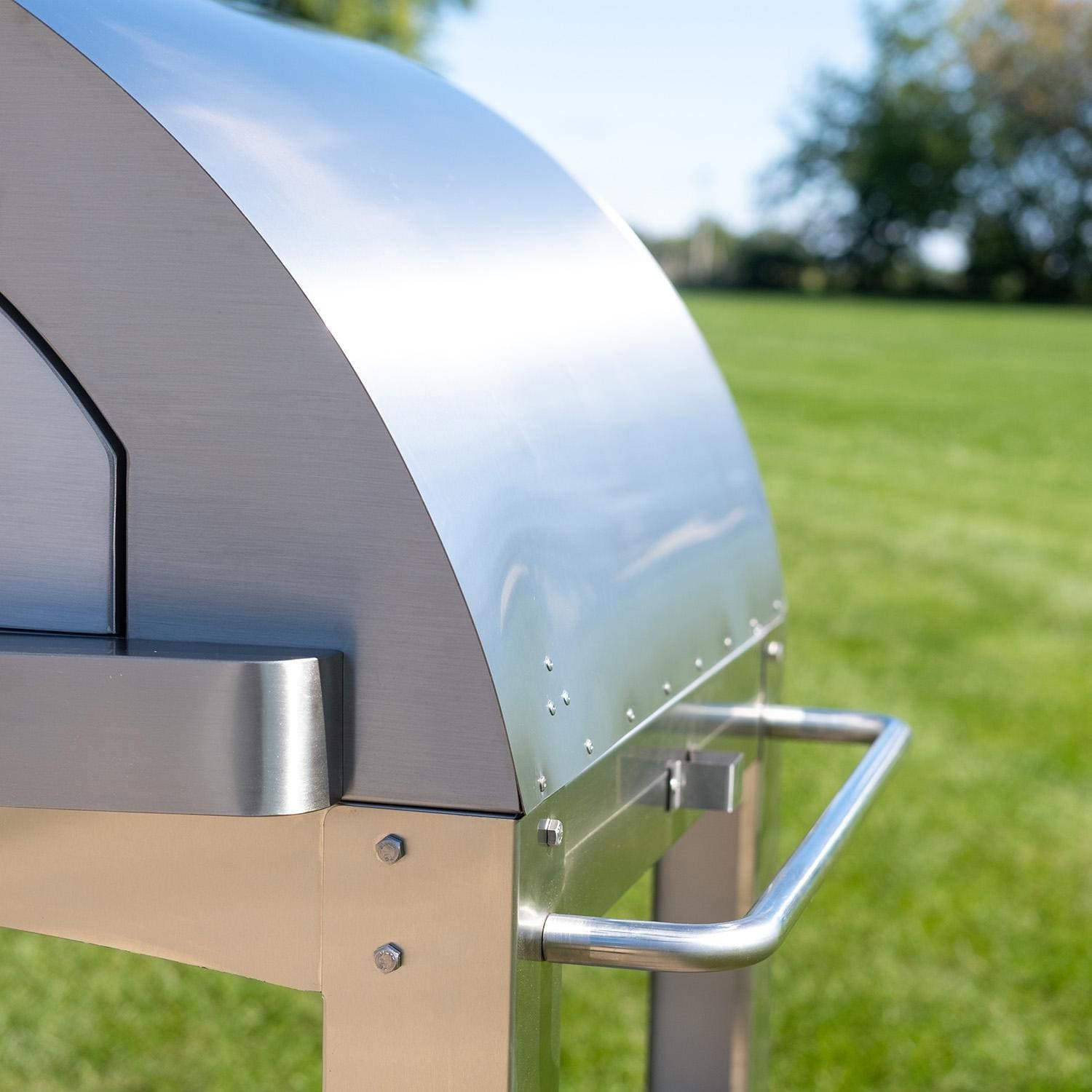 WPPO Karma 32 Inch Freestanding Stainless Steel Wood Fired Pizza Oven with Stainless Steel Cart