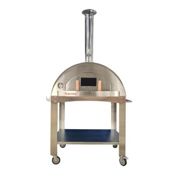 WPPO Karma 42 Inch Freestanding Stainless Steel Wood Fired Pizza Oven with Stainless Steel Cart 1350
